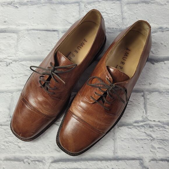 J. Murphy by Johnston & Murphy Brown Distressed Cap Toe Oxford 59 11056 size 10M - Picture 1 of 16